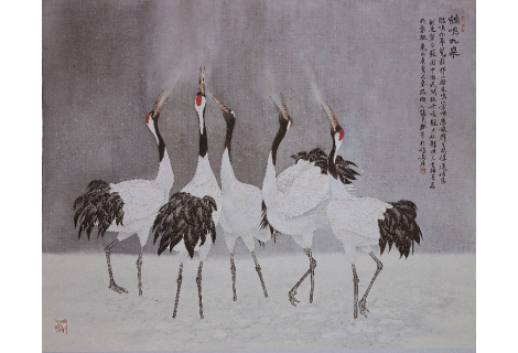 2012.2.20 鶴鳴 98x129cm 絹本 2010